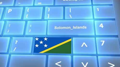 Flag of Solomon islands on the Buttons on Keyboard With Country Name