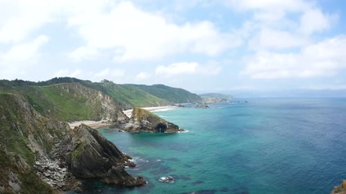 Spain Galicia coast near northernmost point of Spain rugged cliffs diving into t