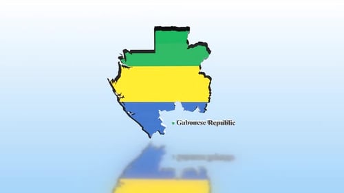 3D Animated Map of Gabonese Republic with Flag Reveal