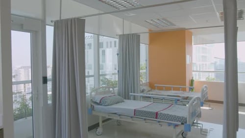 Panning Shot Of A Brand New Empty Moden Clinic Of Corporate Office