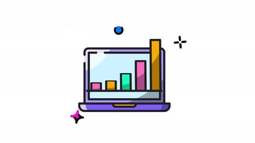 Animated Laptop with Growing Bar Graph Icon