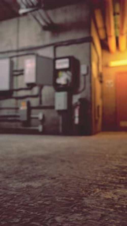 Empty Underground Parking Garage With Dim Lighting