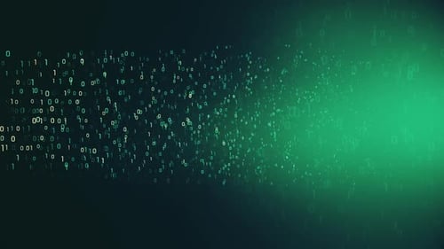 Binary code background with digits moving on screen