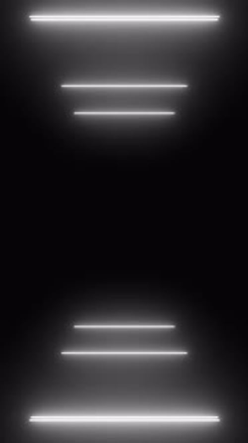 Flying Through Retro Corridor of White Neon Looping Background