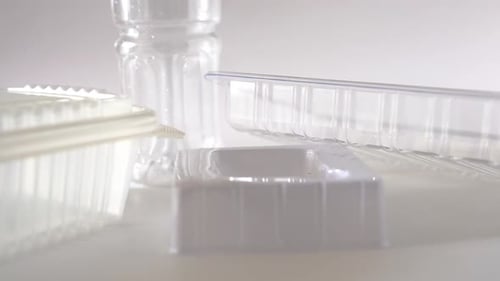Single Use Plastic Waste: Bottle, Fork, and Containers