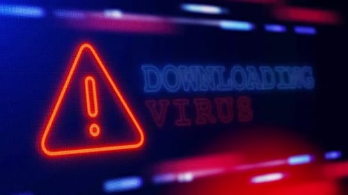 Downloading Virus Warning Alert Screen Loop Blinking Glitch Animation