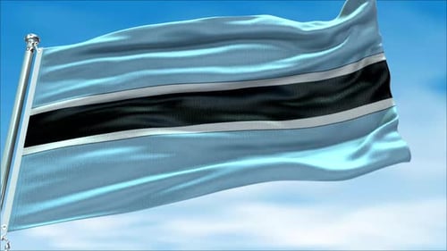 Realistic Botswana Flag Waving in Blue Sky