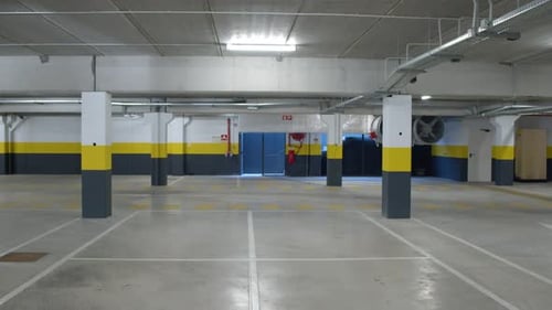Empty Indoor Parking Garage, Urban Setting