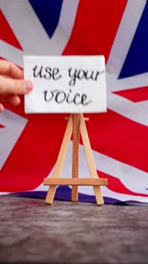 Paper Note with Words USE YOUR VOICE on National Symbol of Great Britain British Wave the UK Silky
