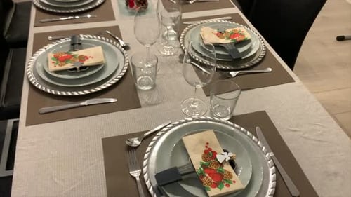 Festive Dining Table Set for a Christmas Gathering