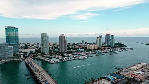Aerial Shot of the of Miami Beach During a Bright Sunny Day Miami Beach Wonderful Aerial View of