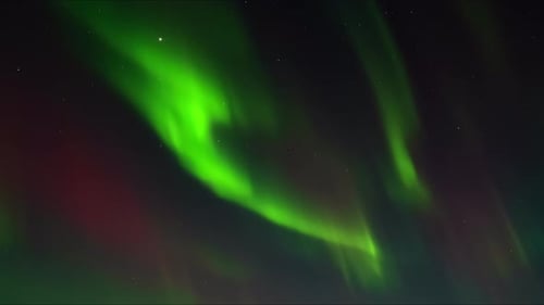 Aurora Borealis Northern Lights in Iceland Real Night Sky with Stars in Time Lapse