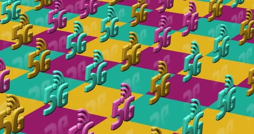 Colorful Geometric 5G Network Technology Pattern