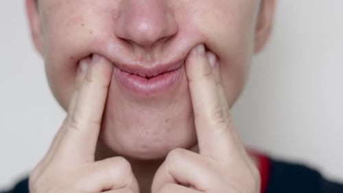 Face Exercise with Fingers on Cheeks