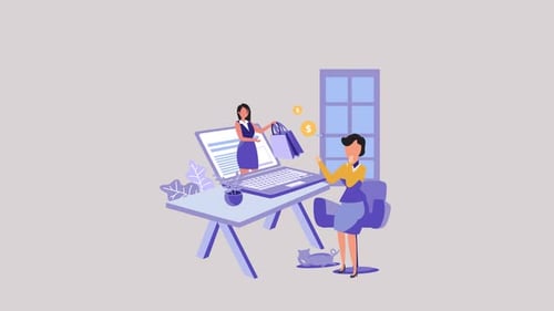 Flat Design Animation of Online Shopping E-commerce