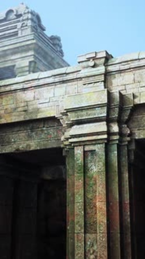 Ancient Temple Ruins With Central Doorway