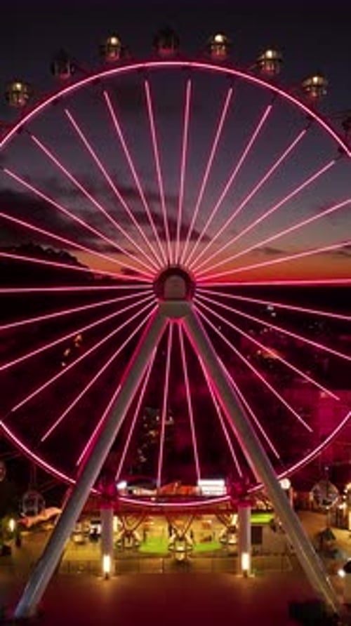 Illuminated Ferris Wheel At Canela In Rio Grande Do Sul Brazil.