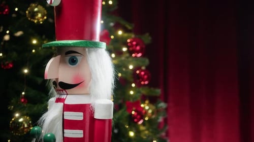 Christmas Background with a Rotating Nutcracker