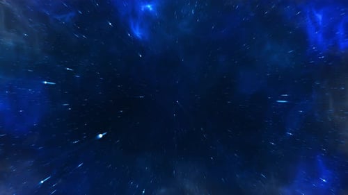 Flying Through The Stars And Blue Nebula In Space Outer Space Towards Glowing Milky Way Galaxy