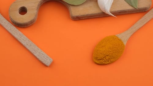 Assorted Spices with Garlic and Bay Leaves