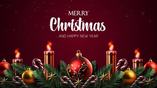 Festive Christmas and New Year Holiday Animated Greeting