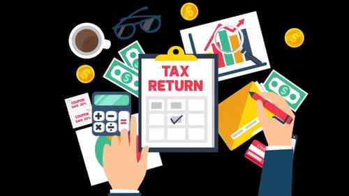 Desk Of Office Worker Doing Calculations On Tax Day Is Full Of Files 4K Alpha Channel