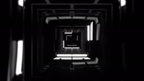 White Dark Endless Fantasy Corridor With Flashing Neon Background Vj Loop in 4K
