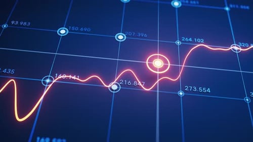 Animated Digital Graph with Glowing Line for Data Visualization