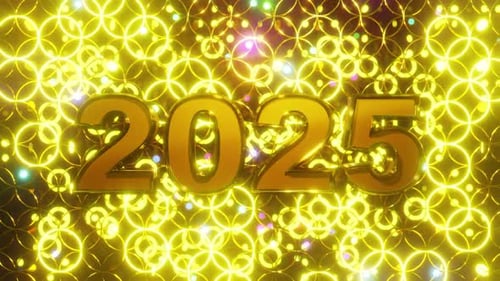 Golden 2025 New Year Celebration with Glowing Festive Lights