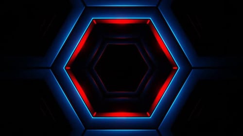 Blue And Red In To Hexagon Background Vj Loop In HD