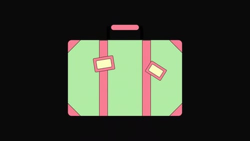 Animated Flat Design Travel Suitcase with Luggage Tags