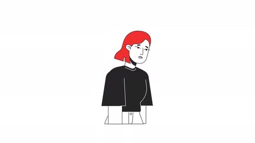 Animated Flat Design Character with Sad Expression