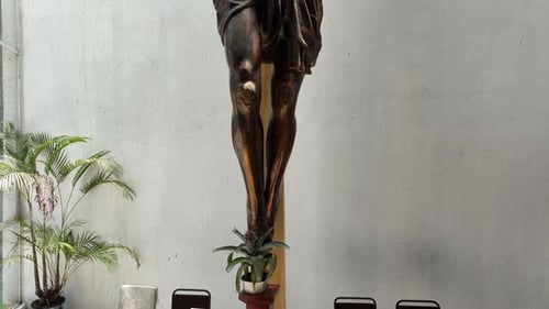 Parish of the Patronage of Saint Joseph in Mexico City, internal drone footage of the crucified Chri