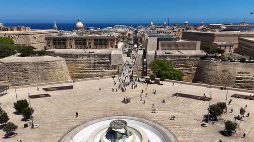 Flight towards Valletta city, capital of Malta, Europe
