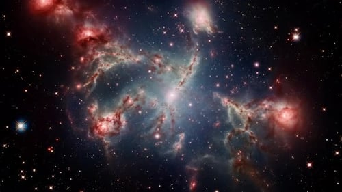 Vivid Nebula Clouds and Twinkling Stars in Deep Space