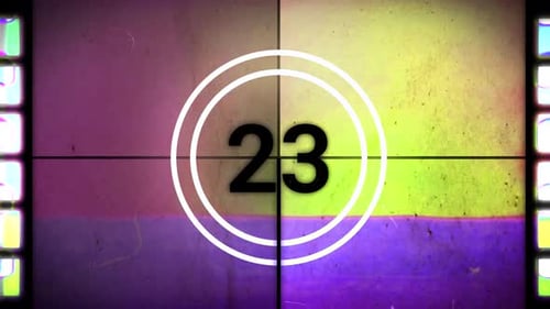 Retro Film Leader Countdown with Grunge Overlay and Reel Frame