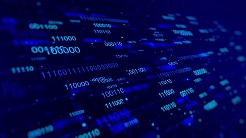 Digital Binary Code Background Blue