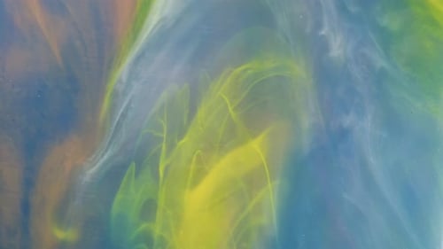 Abstract Paint Streams of Blue, Yellow, Orange, Green