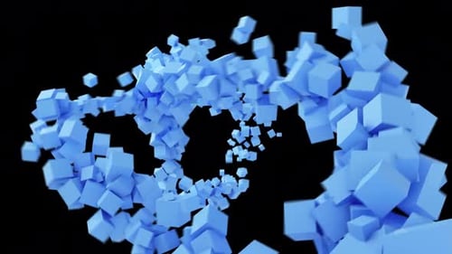 Abstract Blue Cubes Swirling Dynamic Background Overlay