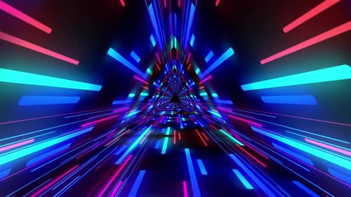 Futuristic Neon Light Speed Tunnel Loop Background