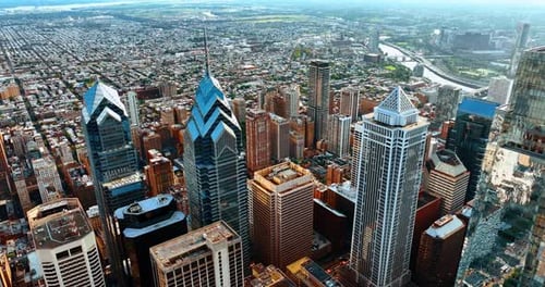 Remarkable view of Philadelphia downtown panorama.