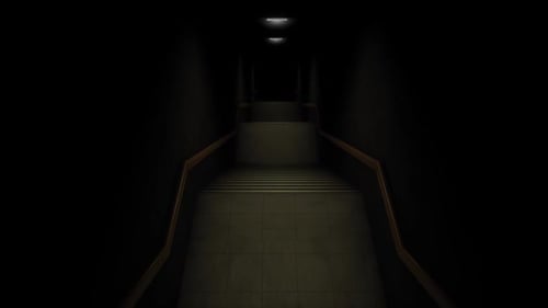 Eerie Dimly Lit Staircase