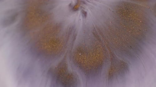 Abstract Liquid Art with White, Purple and Gold