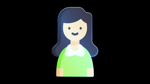 Rotating 3D Minimalist Woman Icon Animation for Profile Avatar