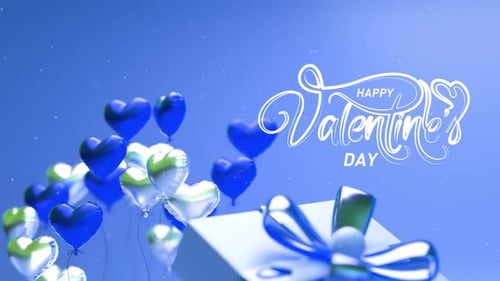 Valentines Day Balloon Love Gift Heart Romance Suprise Loop Background Blue