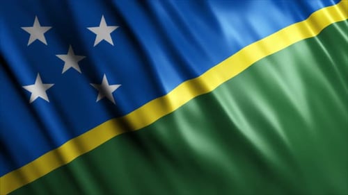 Solomon Islands National Flag Waving Loop Background