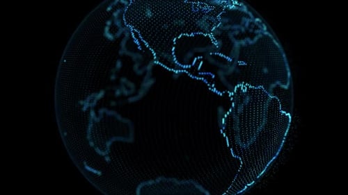 Abstrakte rotierende digitale Welt HUD Globus aus Partikeln Alpha-