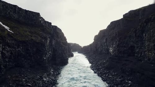 Aerial View of Gullfoss Cascade Canyon