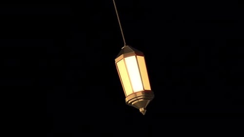 Lanterne de Ramadan dorée arabe, chaîne Alpha