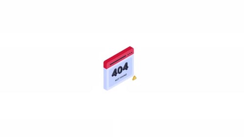 Isometric 404 Error Page Not Found Calendar Icon With Warning Symbol